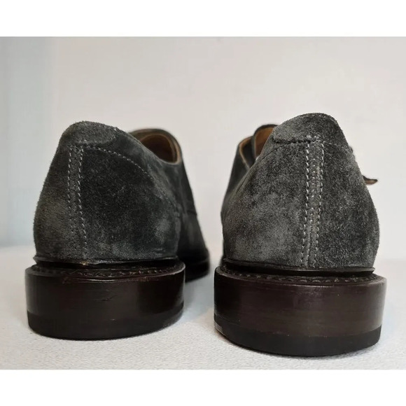 Men Frye James Double Monk Strap Loafers 81123 Sz 8.5 D Gray Suede Cap Toe Shoes - Picture 7 of 12